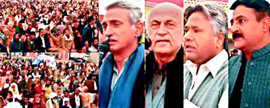 PTI Jalsa - Zawar Waraich, Tahir Malezai, Jahangir Tareen and Ishaq Khakwani Addressing