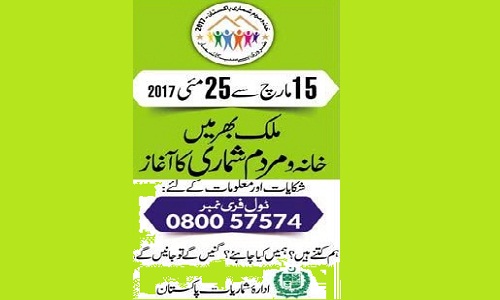 Pakistan Census 2017 - Toll Free Helpline No - Khana o Mardum Shumari Mohim