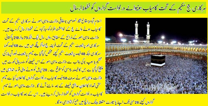 Government Hajj Scheme 2017 - Letter Send to The Applicants -Hajj Quota Decision Expected from Sindh High Court on May 5 (Friday)