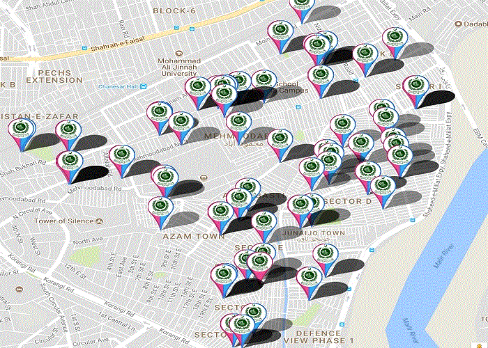 PS-114 Karachi Areas with Google Map - Mehmoodabad, Junejo Town, Azam Town, Defense View