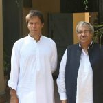 Ch Ghulam Hussain (TV Analyst) with Imran Khan earlier today in Jhelum