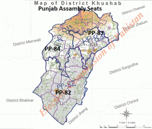 Khushab Punjab Assembly Seats Area Map - New Halqa Bandi 2018 - PP-82, PP-83,PP-84