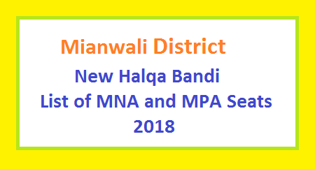 Mianwali District New Halqa Bandi - List of MNA and MPA Seats 2018