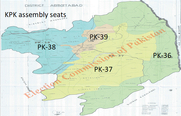 Abbottabad KPK Assembly Seats Area Maps - New Halqa Bandi 2018 - PK-36, PK-37, PK-38, PK-39