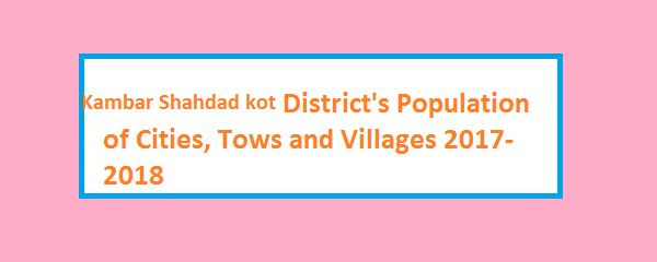 Kambar Shahdad Kot District's Population of Cities, Tows and Villages 2017-2018