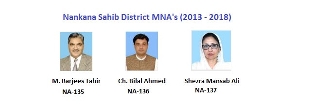 Nankana Sahib MNA Pics - M. Barjees Tahir, Ch. Bilal Ahmad, Shezra Mansab Ali
