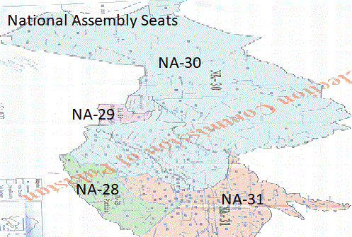 Peshawar Urban National Assembly Seats Area Maps - New Halqa Bandi 2018 - NA-28, NA-29, NA-30, NA-31