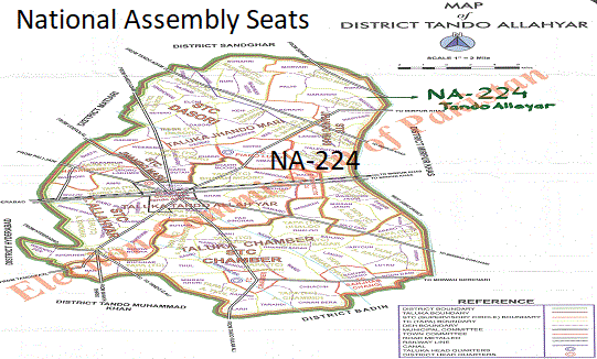 Tando Allahyar New Halqa Bandi 2018 - MNA, MPA Seats 1 Tando Allah Yar National Assembly Seats Area Maps - New Halqa Bandi 2018 - NA-224