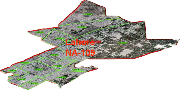 NA 109 Faisalabad Area Map of National Assembly Halqa 2018.