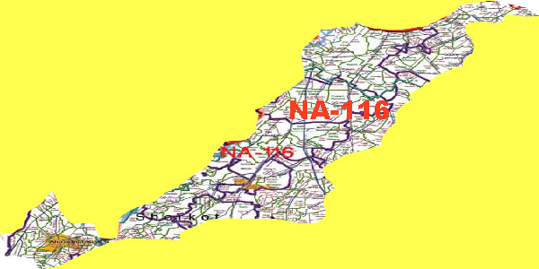 NA 116 Jhang Area Map of National Assembly Halqa 2018.