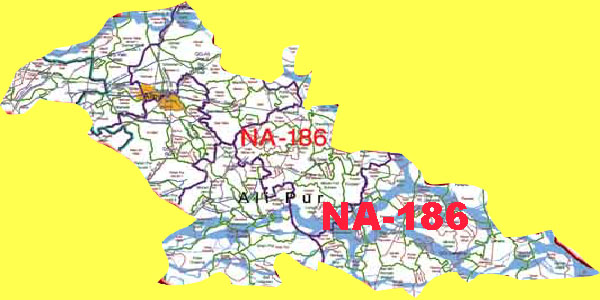 NA 186 Muzafargarh Area Map of National Assembly Halqa 2018.