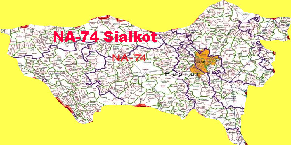 NA 74 Sialkot Area Location Map of National Assembly Halqa 2018.