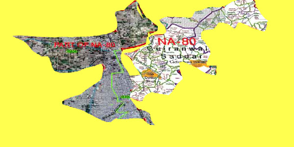 NA 80 Gujranwala Area Map of National Assembly Halqa 2018.