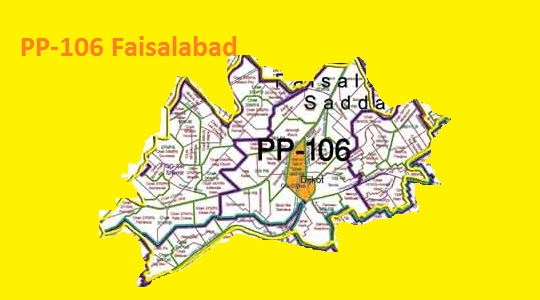PP 106 Faisalabad (Dijkot) Area Map of Punjab Assembly Constituency (Halqa) 2018.