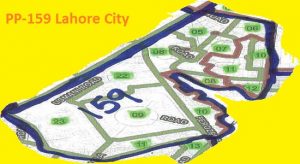 PP 159 Lahore City Area Map of Punjab Assembly Constituency (Halqa) 2018