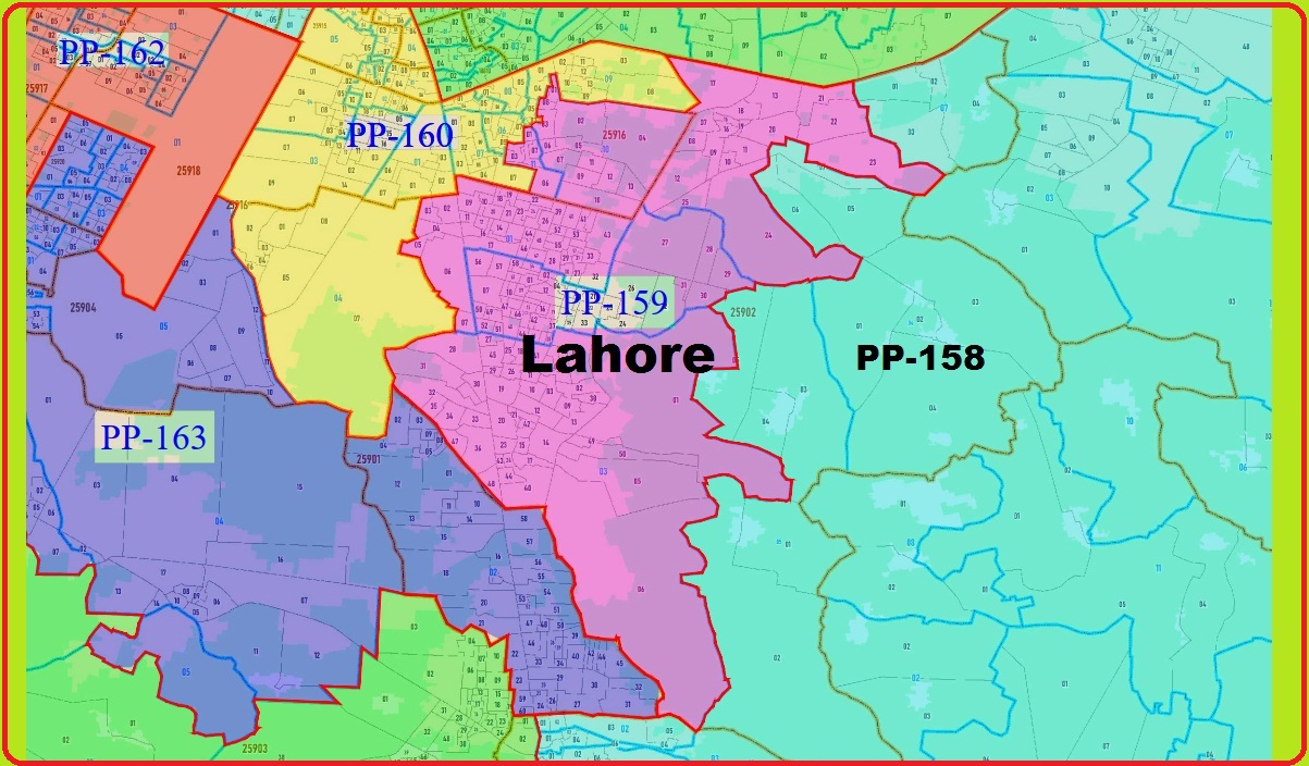 PP 159 Lahore Location Map New Halqabandi Election 2024
