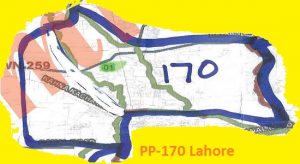 PP 170 Lahore City Area Map of Punjab Assembly Constituency (Halqa) 2018