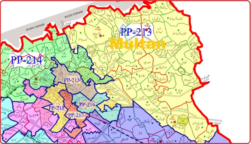 PP 213 Multan Location Map New Halqabandi Election 2024