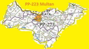 PP 223 Multan Area Map of Punjab Assembly Constituency (Halqa) 2018.