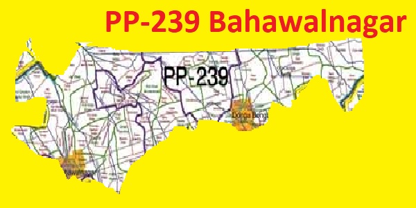 PP 239 Bahawalnagar Area Map of Punjab Assembly Constituency (Halqa) 2018