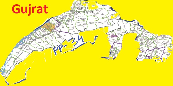 PP 34 Gujrat Area Map of Punjab Assembly Halqa 2018