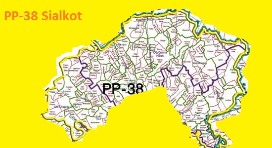PP 38 Sialkot Area Map of Punjab Assembly Constituency (Halqa) 2018