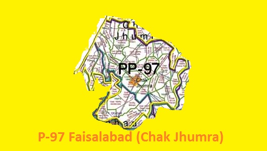 PP 97 Faisalabad (Chak Jhumra) Area Map of Punjab Assembly Constituency (Halqa) 2018.