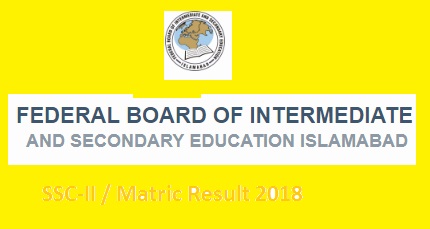 Federal Board Islamabad (FBISE) SSC-II Matric Class 10 Result 2019 Online