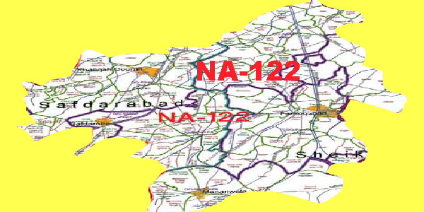 NA 122 Sheikhupura Area location Map of National Assembly Halqa 2018.