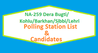 NA 259 Dera Bugti/Kohlu/Barkhan/Sibbi/Lehri Polling Station Names and List of Candidates for Election 2018 2 NA 259 Dera Bugti Kohlu Barkhan Sibbi Lehri Polling Station Names and List of Candidates for Election 2018