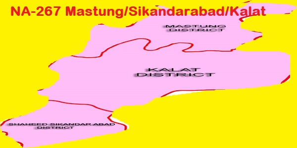NA 267 Mastung-Shaheed-Sikandarabad-Kalat Area Location Map of National Assembly Halqa 2018