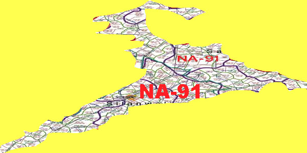 NA 91 Sargodha Area Map of National Assembly Halqa 2018.