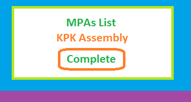 KPK Assembly MPA List All (Complete) - Election 2018