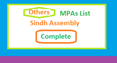 Sindh Assembly GDA, Independents, Others MPA List - Election 2018