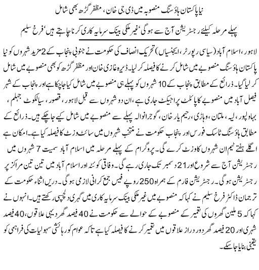 Where Will New Houses Built in Naya Pakistan Housing Program - Dr Farrukh Saleem Spokesman Govt of Pakistan