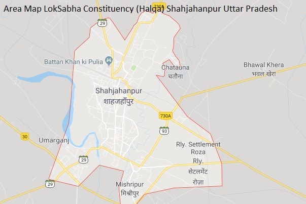Area Map LokSabha Constituency (Halqa) Shahjahanpur Uttar Pradesh-min