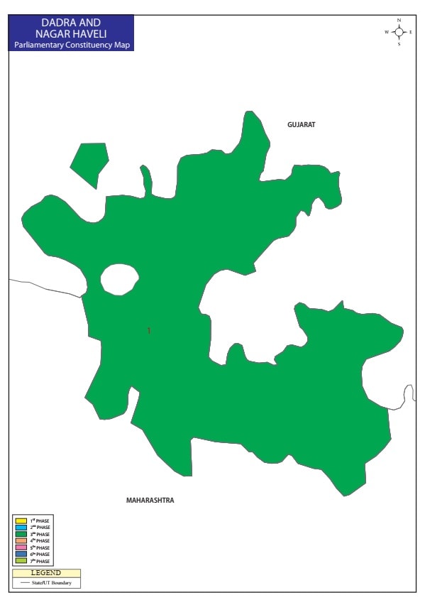 Dadra and Nagar Haveli Parliamentary Constituency Map Phase 3 India General Election 2019