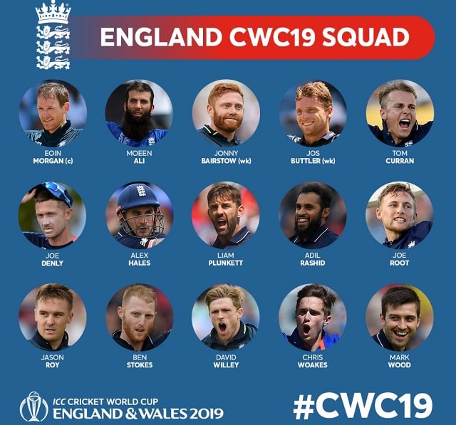 England Squad – ICC Cricket World Cup 2019 - Team and Players