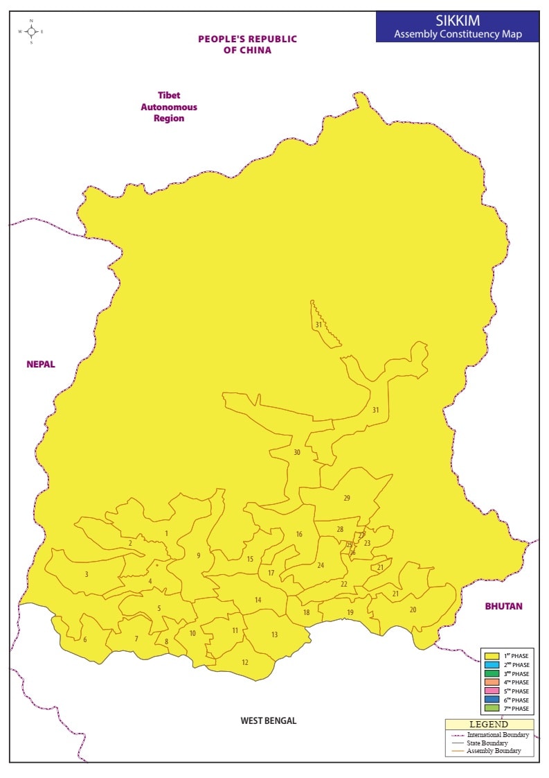 Sikkim State Assembly Constituency Map Election 2019 - Result Detail on 23 May after Votes Counting