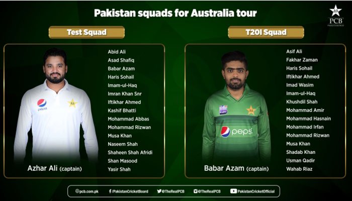 Pakistan Squad for Australia Tour 2019 Azhar Ali and Babar Azam