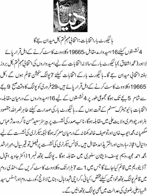 Lahore High Court Bar Election 2020 - Polling on Saturday Feb 29 - 19665 Lawyers Voters 1 Lahore High Court Bar Election 2020 Polling on Saturday Feb 29 19665 Lawyers Voters
