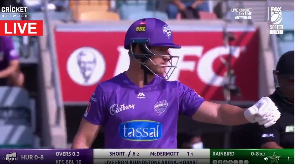 HUR vs STR KFC BBL 10 Short and McDermott Batting Rainbird Bowling Live Streaming Big Bash League 2021