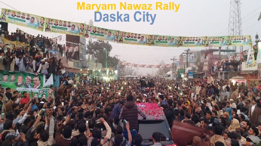 Maryam Nawaz Sharif PMLN Leading a Huge Rally in Daska City of NA 75 Halqa Area