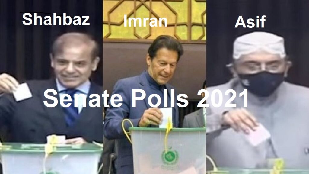 Shahbaz sharif Imran Khan and Asif Ali Zardari Casting their Senate Vote