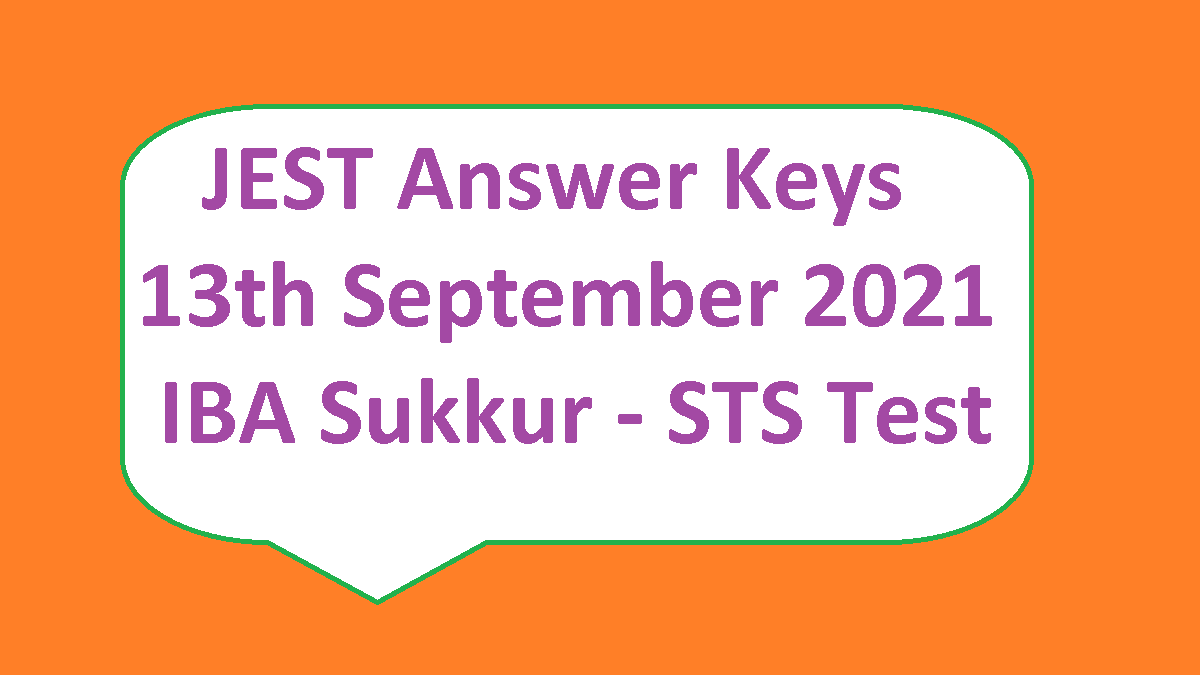 JEST Answer Keys 13 September 2021 IBA STS Test School Teachers - Urdu Sindhi
