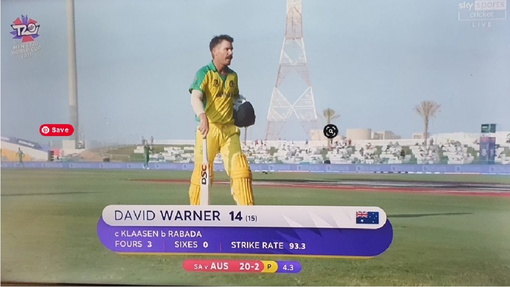David Warner Innings AUS vs SA T20 WC 23 Oct