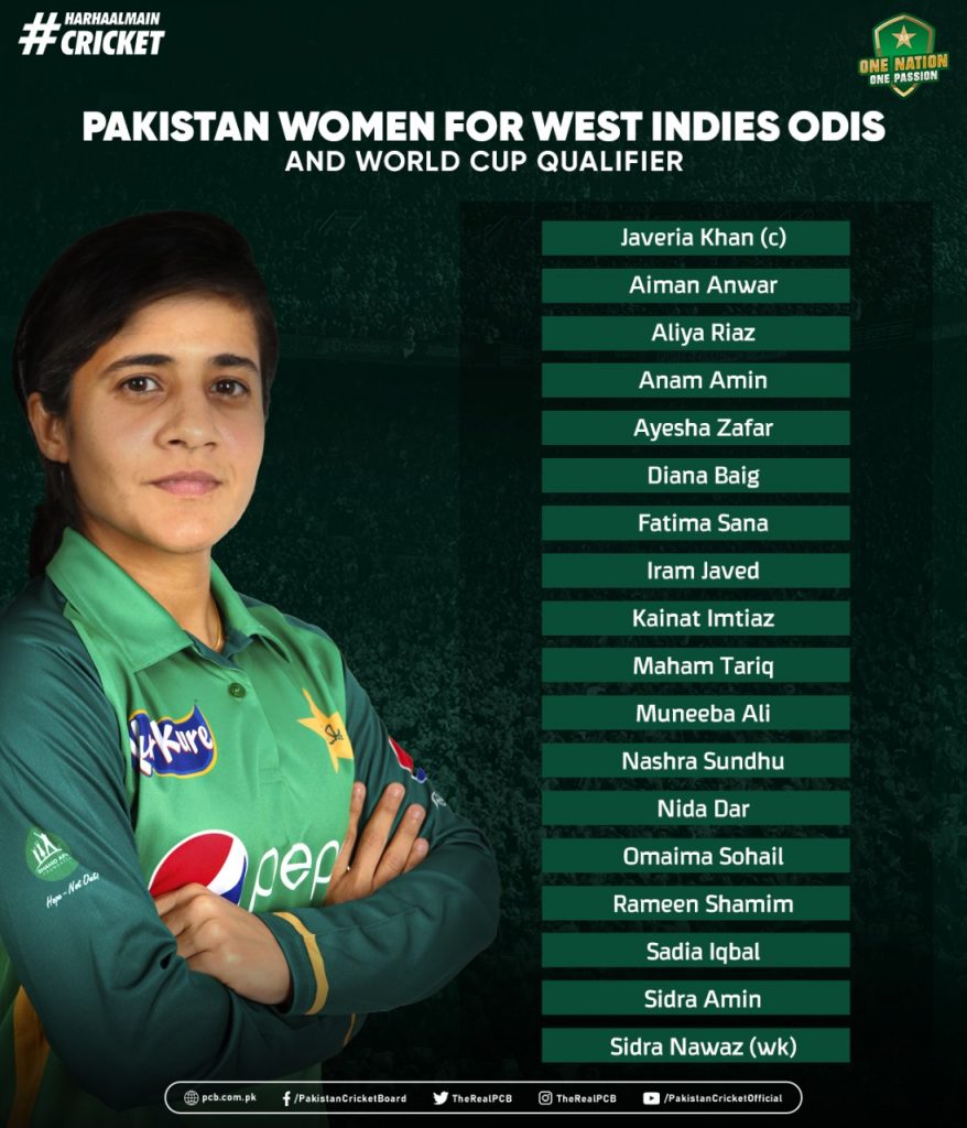 Pakistan Women Squad and Schedule for WI W Tour and WC Qualifiers 2021 2 PAK w Squad for West Indies Women Tours and World Cup Qualifiers 2021