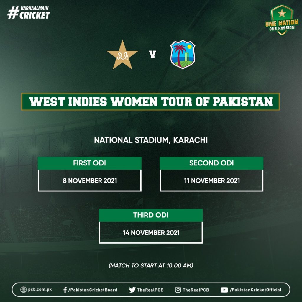 Pakistan Women Squad and Schedule for WI W Tour and WC Qualifiers 2021 3 West Indizn Women Team Series with Pakistan Women Cricket Team Nov 2021