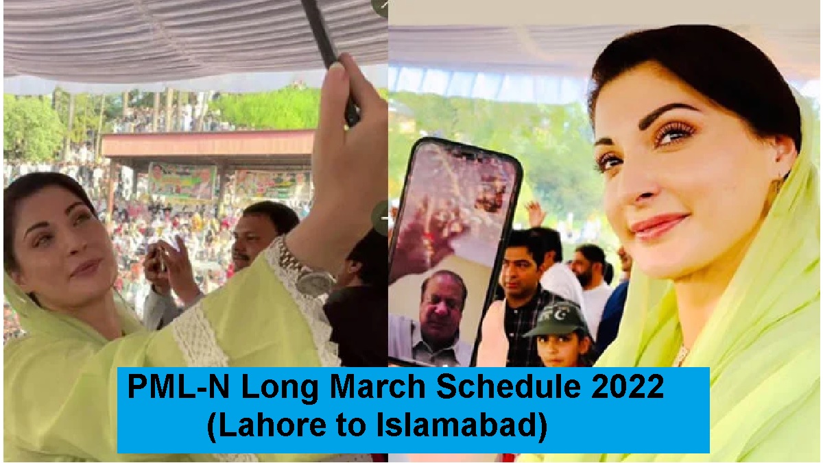 PMLN Long March Schedule 24-27 March 2022 1 PML-N Long March Schedule 2022 - Lahore to Islamabad - Maryam Nawaz Jaloos Routte Map