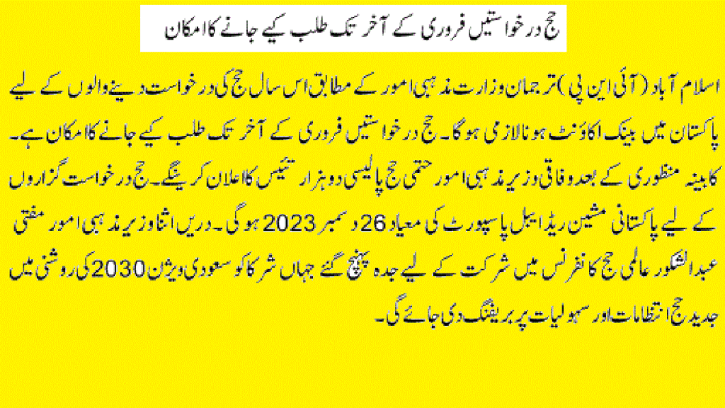 Hajj Applications can be Invited in End of February 2023